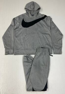 Men Nike Therma-Fit Basketball 2-piece hoodie sweatpants sweat suit set, S
